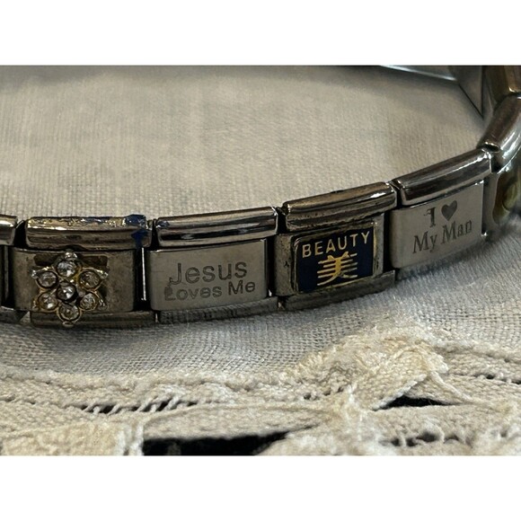 Vintage Pugster Stainless Steel Italian Multi-Charm Link Bracelet - Picture 7 of 10